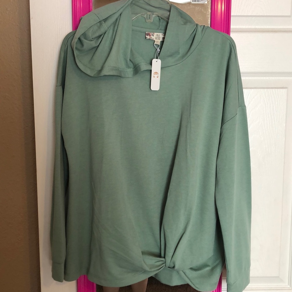 Charming Charlie seafoam hooded sweatshirt shirt